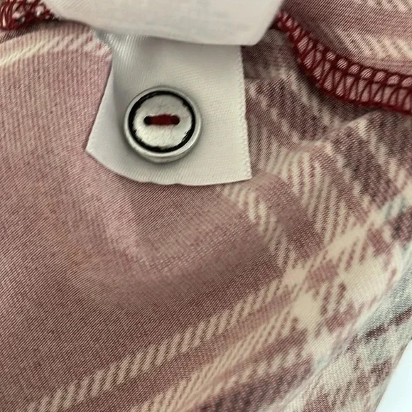 Market & Spruce Perrina Button Down Knit Top 3/4 Burgundy Plaid Women Size Small - Picture 9 of 11